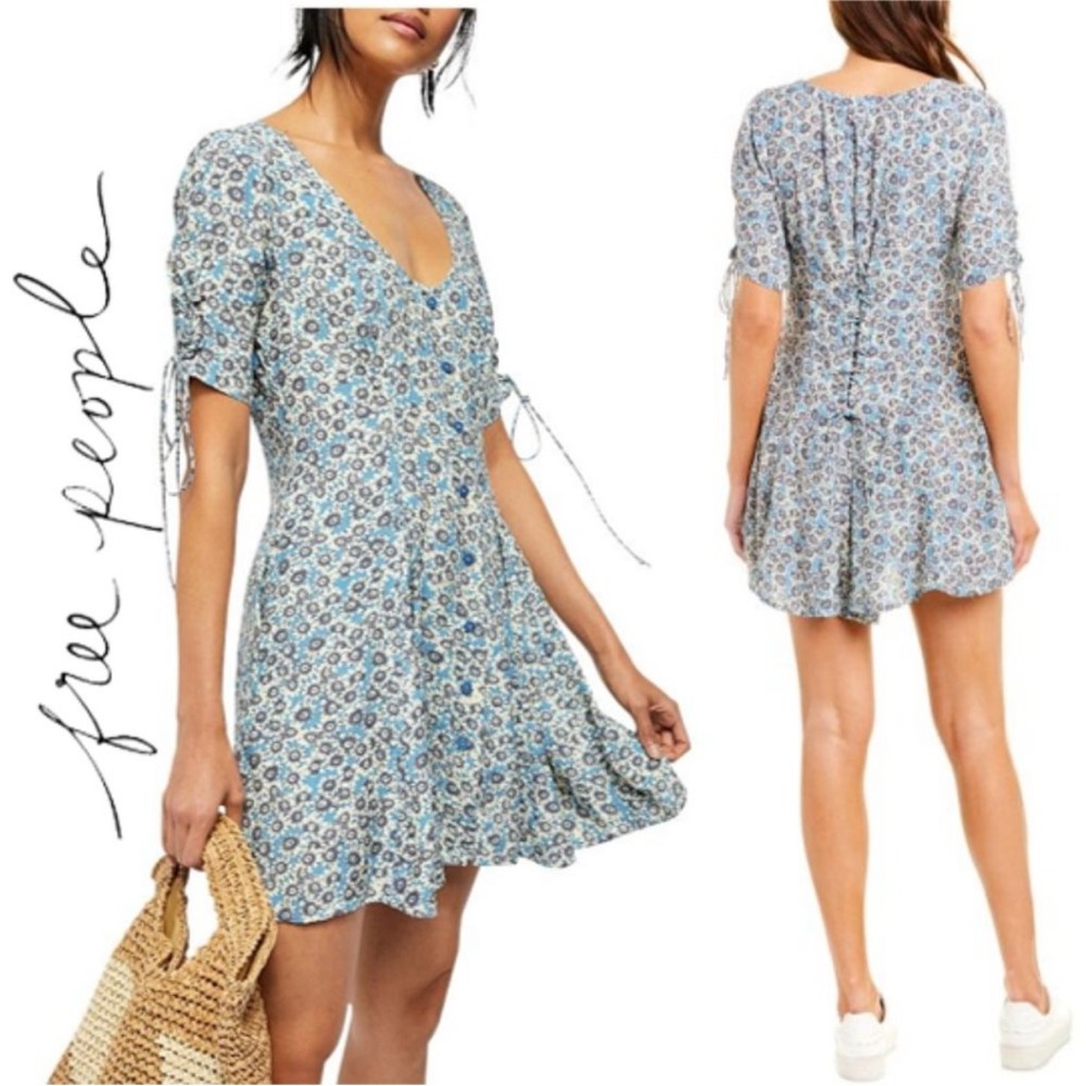 Free People Blue Floral Mini Dress